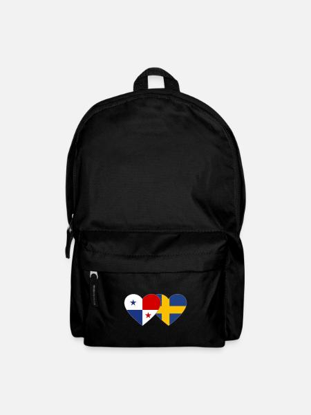 Panama Schweden Flagge Herz - Rucksack - Schwarz