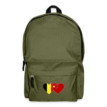 Belgium China Heart Flag - Backpack - olive green - Front