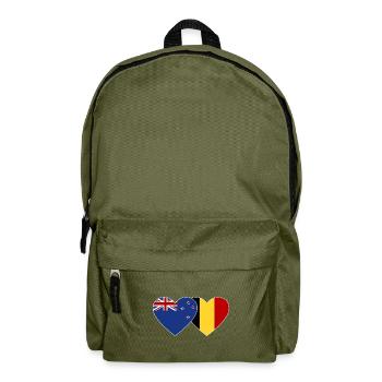New Zealand Belgium Flag Heart - Backpack - olive green - Front