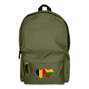 Belgium Lithuania Flag Heart - Backpack - olive green - Front