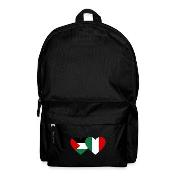 Palestine Italy Flag Heart - Backpack - black - Front