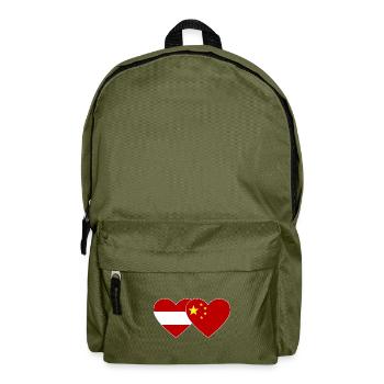 Autriche Chine Drapeau Coeur - Sac à dos - vert olive - Devant