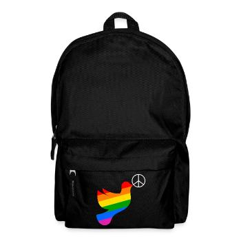 Friedenstaube Regenbogenfahne Peace - Rucksack - Schwarz - Vorne