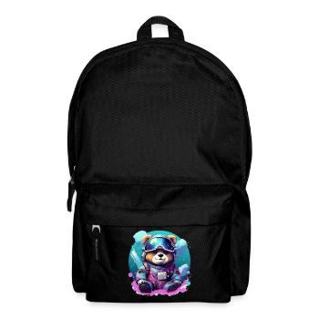 Cute Baby Bear in Winter Look Gift Teddy Bear - Backpack - black - Front