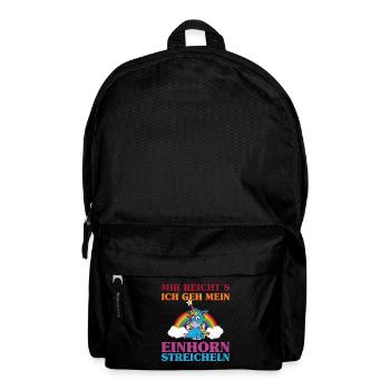 Einhorn streicheln | Fantasy Magic Fabelwesen - Rucksack - Schwarz - Vorne
