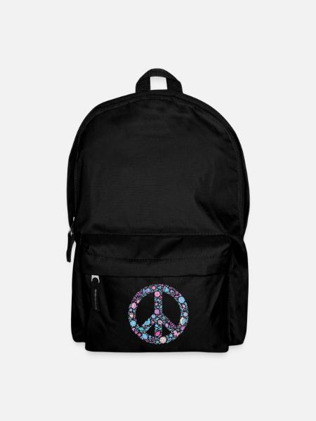 Flower Peace | Peacezeichen Geschenkidee - Rucksack - Schwarz
