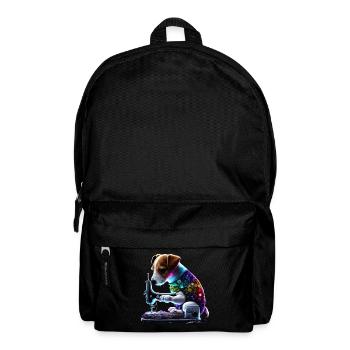 Jack Russel dog sewing with sewing machine - Backpack - black - Front
