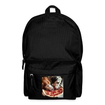 zwei Hunde essen Salami Pizza - Rucksack - Schwarz - Vorne
