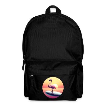 Surfing flamingo in sunset - Backpack - black - Front