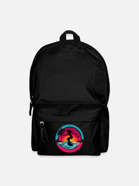 Frauen Surfer Surfbrett Surfen - Rucksack - Schwarz