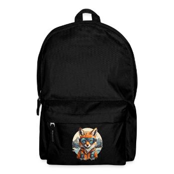 renard cool dessin animé dans les montagnes - Sac à dos - noir - Devant