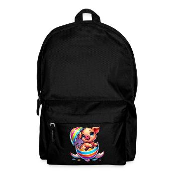 Süßes Cartoon Schwein im Osterei schlüpfen - Rucksack - Schwarz - Vorne