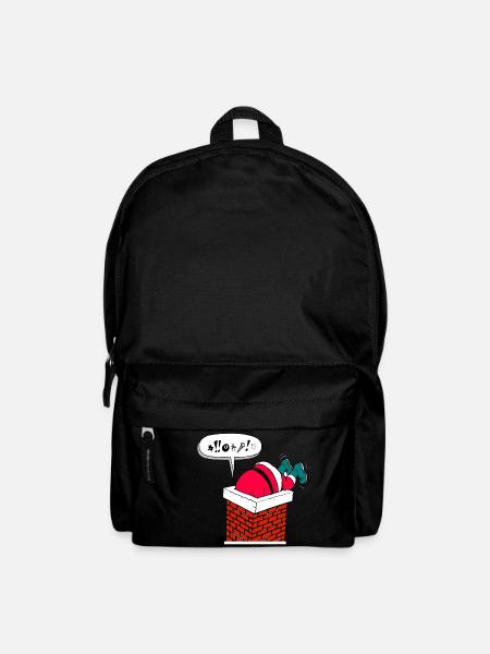 Père Noël drôle de Noël dans la cheminée - Sac à dos - noir