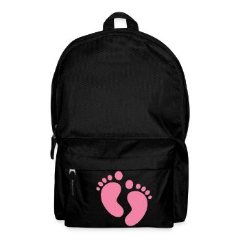 Footprint baby pink gift pregnant birth - Backpack - black - Front