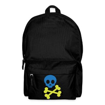 Neonblauer Totenkopf und gekreuzte Knochen - Rucksack - Schwarz - Vorne