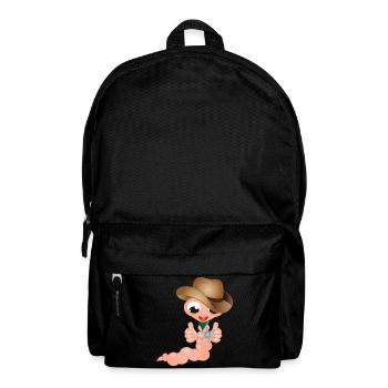 small earthworm as cowboy with sheriff's star - Backpack - black - Front