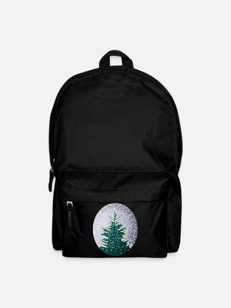 beleuchteter Weihnachtsbaum im Schnee - Rucksack - Schwarz