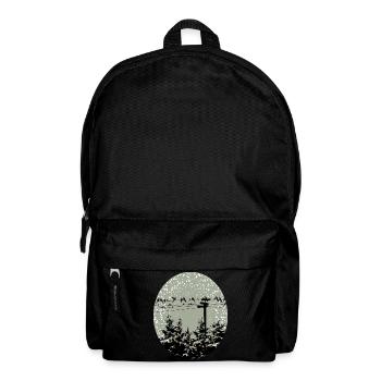 Birds on power line over illuminated trees - Backpack - black - Front