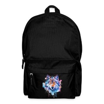 Aquarell Wolf - Rucksack - Schwarz - Vorne