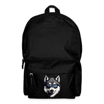 Husky mit Sonnenbrille - Rucksack - Schwarz - Vorne