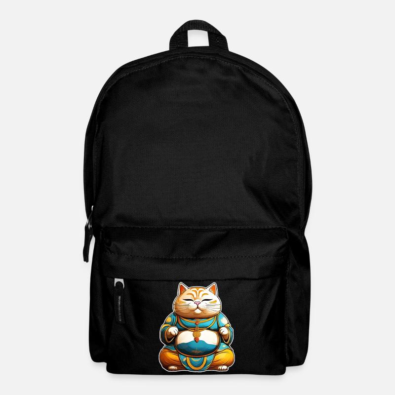 Dicke Katze in Buddha Position - Rucksack - Schwarz