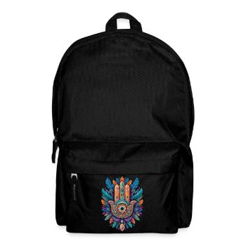 Spirituelle Hamsa Hand Federn Aesthetic Design - Rucksack - Schwarz - Vorne