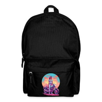 Retro Vaporwave Motorrad Biker Style - Rucksack - Schwarz - Vorne