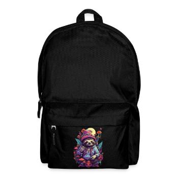 Faultier Psychedelic Art Wald Pilze Musik Festival - Rucksack - Schwarz - Vorne