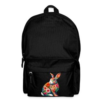 Lapin décoré de fleurs - Sac à dos - noir - Devant