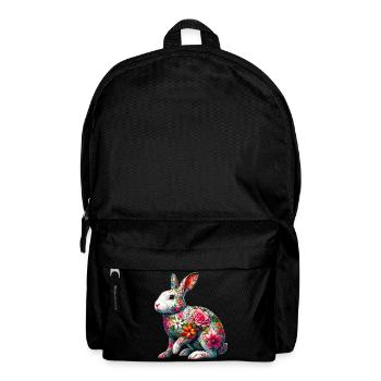Lapin décoré de fleurs - Sac à dos - noir - Devant