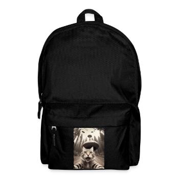 Lustiges Katzen Selfie Außerirdisches Raumschiff - Rucksack - Schwarz - Vorne