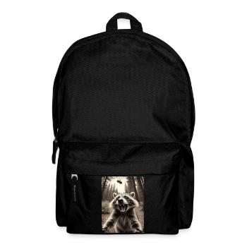 Funny Raccoon Selfie Alien Spaceship - Backpack - black - Front