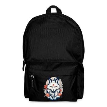 Weißer Kitsune Fuchs Japanische Kirschblüten - Rucksack - Schwarz - Vorne