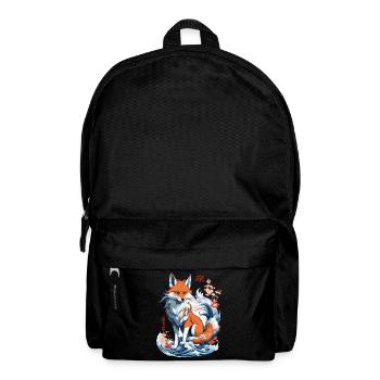 Ukiyo-E Kunst Stil Japanische Kitsune Fuchs - Rucksack - Schwarz - Vorne