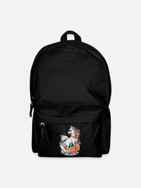 Vintage Ukiyo-E Kunst Japanische Kitsune Fuchs - Rucksack - Schwarz