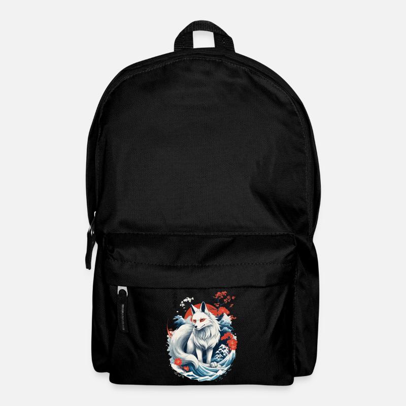 Weißer Ukiyo-E Fuchs Japanische Kitsune Maske - Rucksack - Schwarz