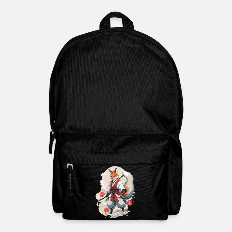 Samurai Kitsune Fox Kawaii Fox Spirit Design - Backpack - black