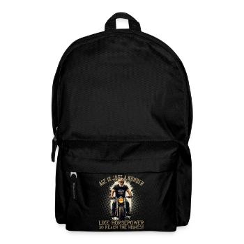 Alter Ist Pferdestärke Lustiger Biker Opa Design - Rucksack - Schwarz - Vorne