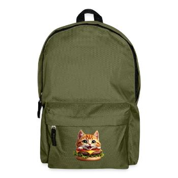 Cat Fast Food Burger Cats Hamburger Cat Lover - Backpack - olive green - Front