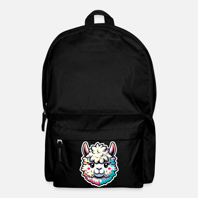Alpaka Kopf bunt - Rucksack - Schwarz