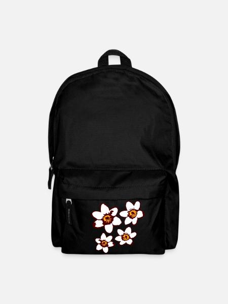 4 Weiße Margeriten Blumen Frühling Sommer Blümchen - Rucksack - Schwarz