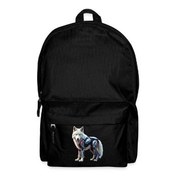 Funny Robot Art Wolf Cyborg Animal AI Wolf - Backpack - black - Front
