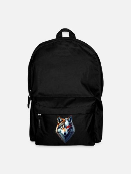 Lustiger Roboter Kunst Wolf Cyborg Tier AI Wolf - Rucksack - Schwarz