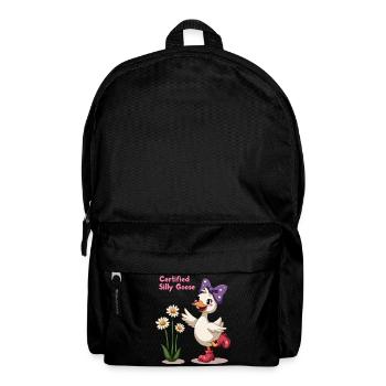 Zertifizierte Silly Goose Lustige Cartoon Gans T-Shirt - Rucksack - Schwarz - Vorne