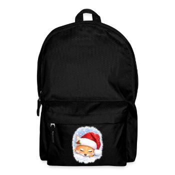 Schlafender Fuchs mit Weihnachtsmütze - Rucksack - Schwarz - Vorne