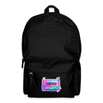 Neon Regenbogen Kassette Sticker - Rucksack - Schwarz - Vorne