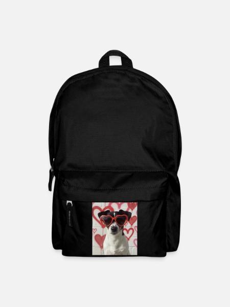 Herzbrille Hund im Graffiti Herz - Rucksack - Schwarz