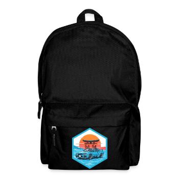 Retro 90er JDM R34 Torii Gate Japan Hex-Emblem - Rucksack - Schwarz - Vorne