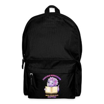 Endlich Schulkind Aquarell Dino mit Buch - lila - Rucksack - Schwarz - Vorne