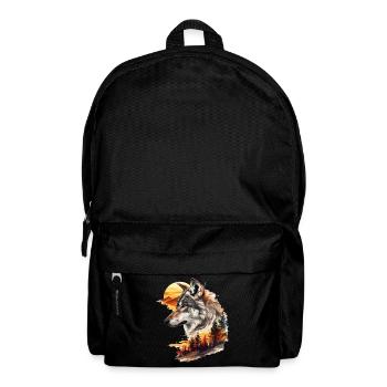 Loup Tête de loup Nature sauvage Aventure Forêt Soleil - Sac à dos - noir - Devant